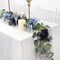 Eucalyptus Spring Garland with Flowers - 2 Pack 5.9 FT Fake Flower Garland with Butterflies Faux Rose Greenery Garlands for Wedding Table Backdrop Arch Centerpieces Decorations - Navy Blue